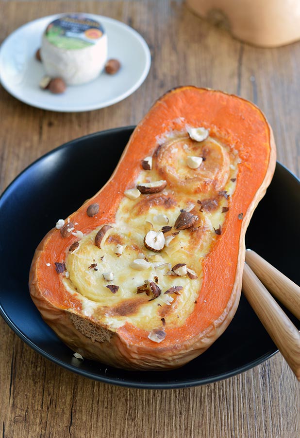 Courge butternut rôtie au Crottin de Chavignol